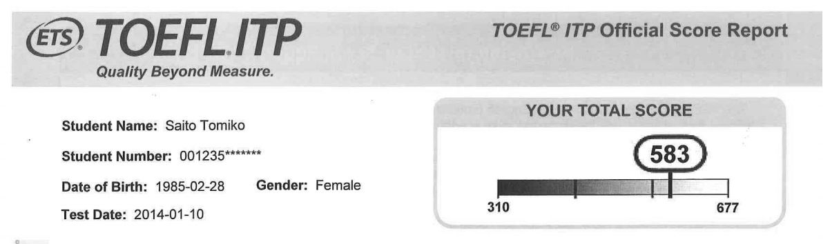 TOEFL ITP TEST SCORES